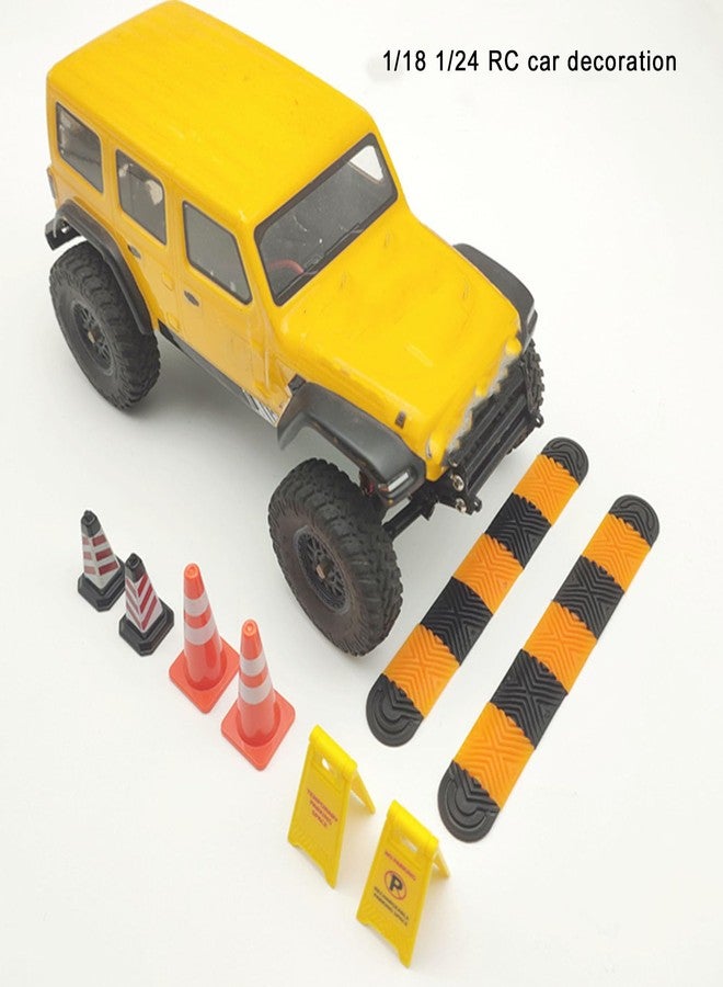 VINGVO Rc Car Ramp, Rc Crawler Car Accessories 1/18 1/24 Climbing Car Mood Piece Speed Bumps Ice Cream Cones Warning Signs Model Rc Road Block Car Scene Accessories for Scx24 - Image 2